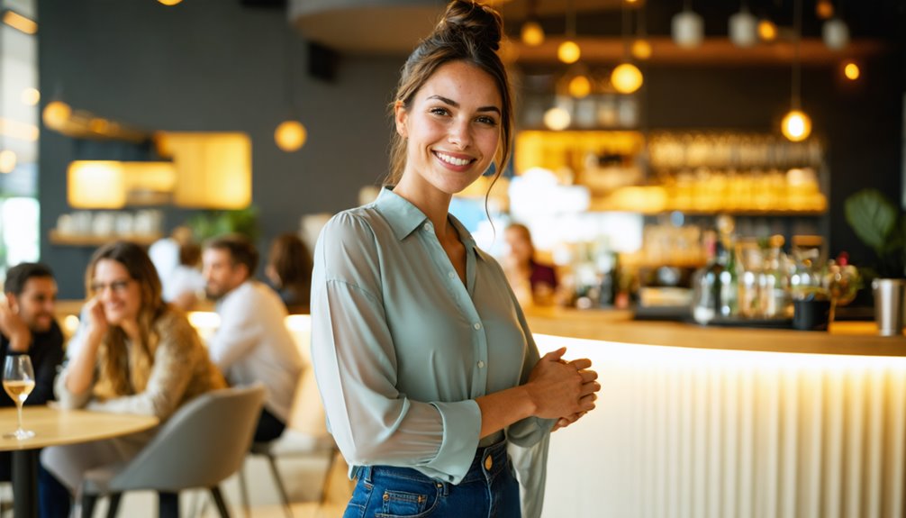 smile eye contact open posture