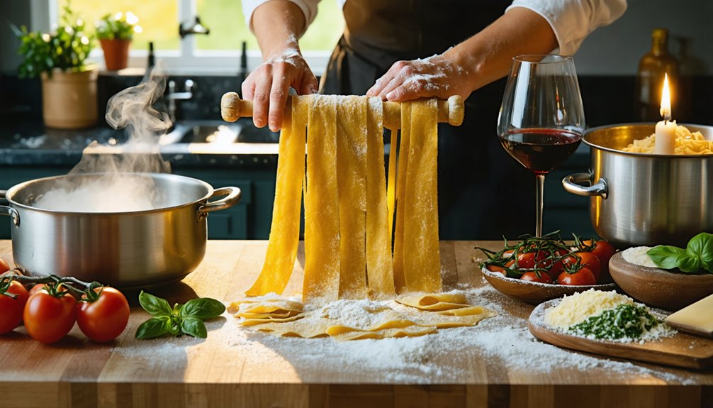 kneading pasta tasting oils