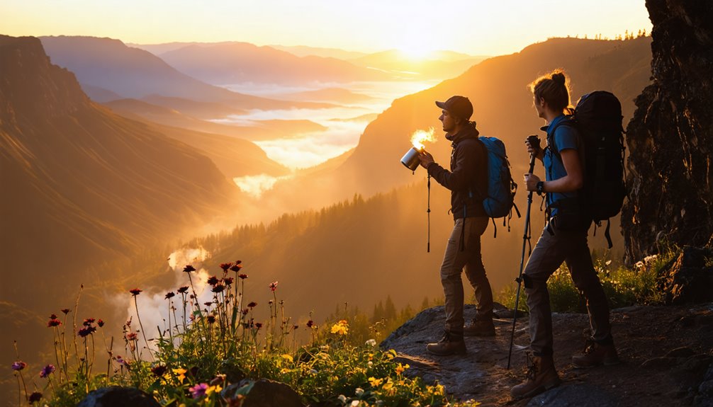 sunrise hike with shared playlist