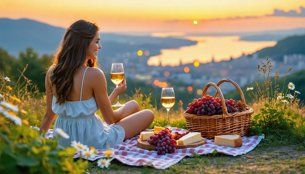 sunset lookout lighthearted picnic